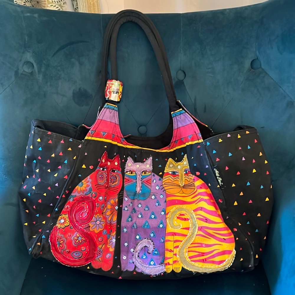 Large cats tote laurel burch